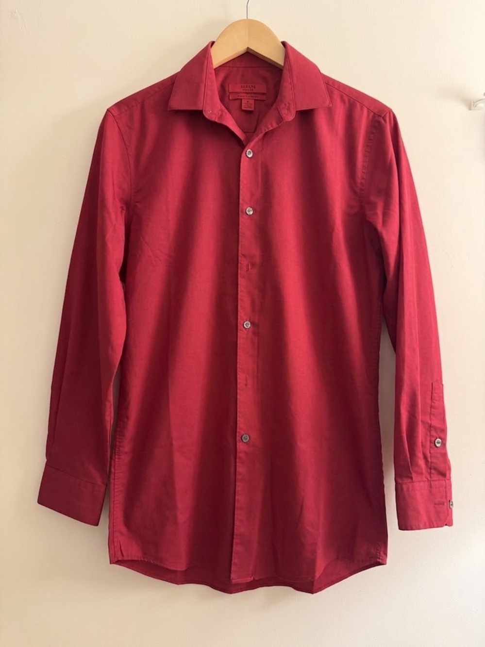 Alfani Red Long-Sleeve Button-Up Dress Shirt